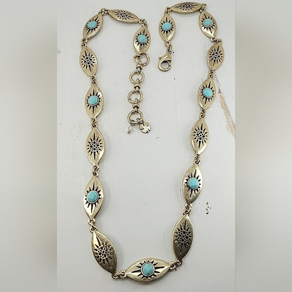 Lucky Brand faux turquoise concho necklace